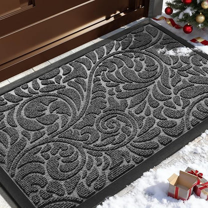 Yimobra Large Door Mat Outside Entrance 36x24, Waterproof Sturdy Outdoor Mats for Front Door, Heavy Duty Non-Slip Doormat for Garage Patio Entryway Indoor, Easy Clean, Grey