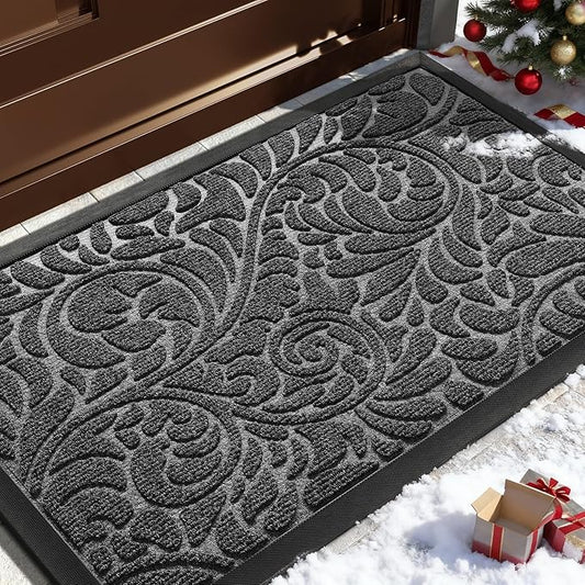 Yimobra Large Door Mat Outside Entrance 36x24, Waterproof Sturdy Outdoor Mats for Front Door, Heavy Duty Non-Slip Doormat for Garage Patio Entryway Indoor, Easy Clean, Grey