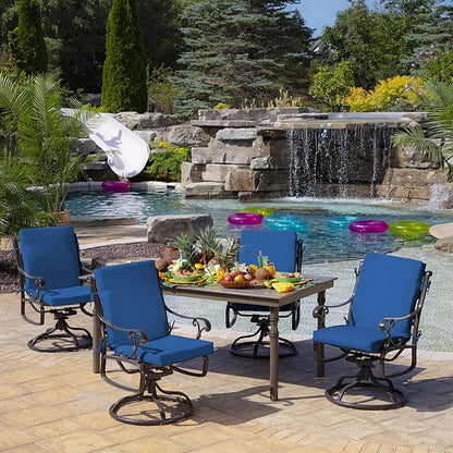 Arden Outdoor Dining Chair Cushion, 20 x 20, Rain-Proof, Fade Resistant, Cobalt Blue Texture