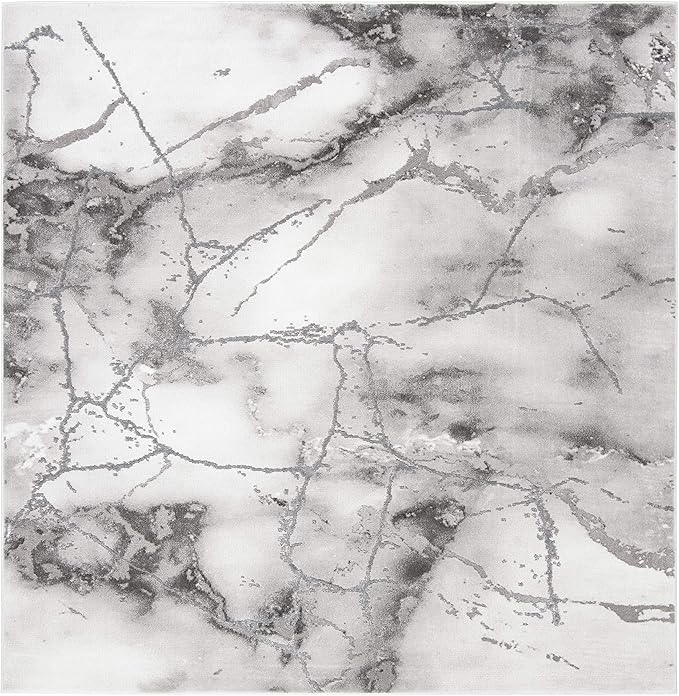 SAFAVIEH Craft Collection Area Rug - 10' Square, Grey & Silver, Modern Abstract Design, Non-Shedding & Easy Care, Ideal for High Traffic Areas in Living Room, Bedroom (CFT877G)