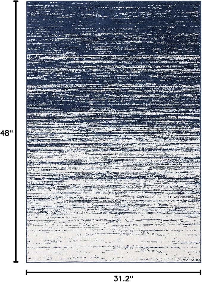 SAFAVIEH Adirondack Collection Accent Rug - 2'6" x 4', Navy & Ivory, Modern Ombre Design, Non Shedding & Easy to Clean, Ideal for Front Door, Kitchen, Entryway, Accent Space (ADR113N)