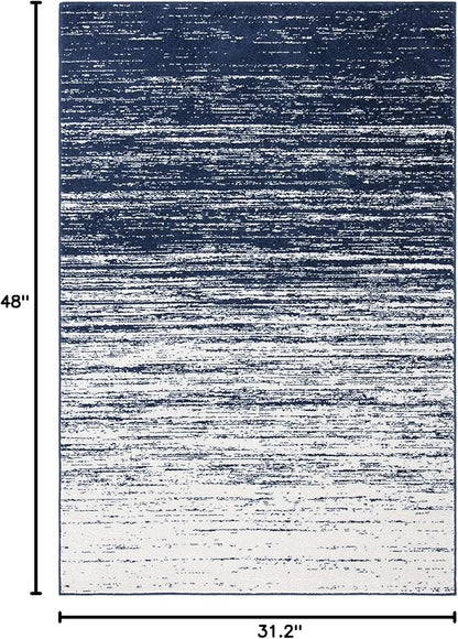SAFAVIEH Adirondack Collection Accent Rug - 2'6" x 4', Navy & Ivory, Modern Ombre Design, Non Shedding & Easy to Clean, Ideal for Front Door, Kitchen, Entryway, Accent Space (ADR113N)