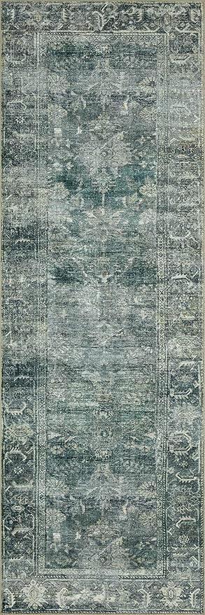 Loloi Magnolia Home by Joanna Gaines Banks Collection BAN-03 Blue/Lagoon 2'-6" x 12'-0", .13" Pile Height, Machine Washable, Runner Rug