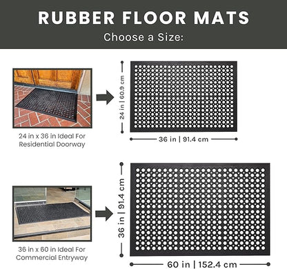 Envelor 2-Pack Anti Fatigue Rubber Floor Mat Non-Slip Restaurant Mats Floors Bar Drainage Doormat Door Mat Utility Garage Home Anti Slip Entrymat 36 x 60 Inches