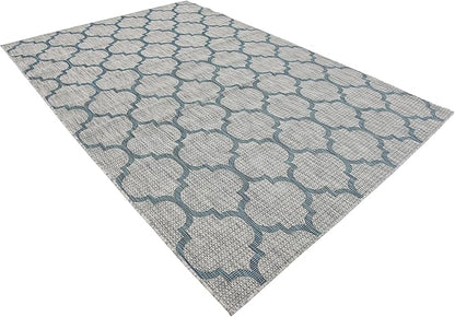 Unique Loom Outdoor Trellis Collection Area Rug (6' 1" x 9' Rectangle, Gray/ Ivory)