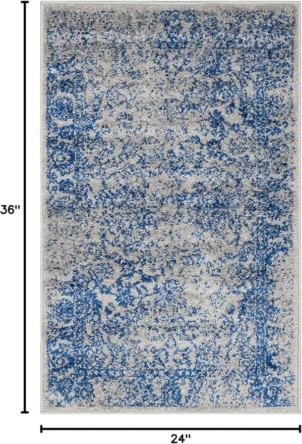 SAFAVIEH Adirondack Collection Accent Rug - 2' x 3', Grey & Blue, Distressed Vintage Floral Design, Non-Shedding & Easy to Clean, Ideal for Front Door, Kitchen, Entryway, Foyer (ADR109A)
