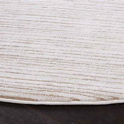 SAFAVIEH Vision Collection Area Rug - 3' Round, Ivory, Modern Ombre Design, Non-Shedding & Easy to Clean, Ideal for Foyer, Entryway, Bedroom, Accent Space (VSN606J)