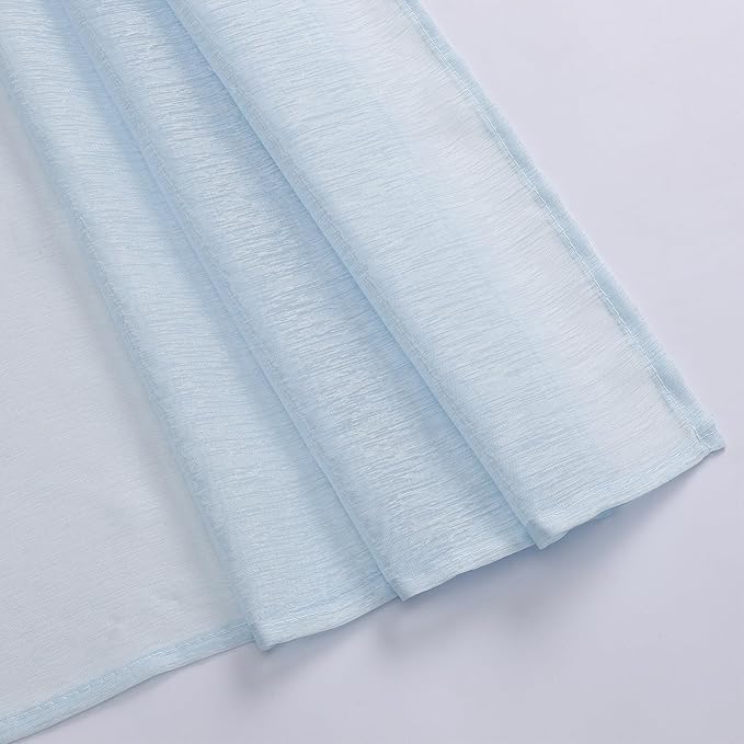DONREN Scarf Curtain for Window - Home Decoration Sheer Voile Scarf Valance for Wedding (1 Panel, W52 x L216, Light Blue)