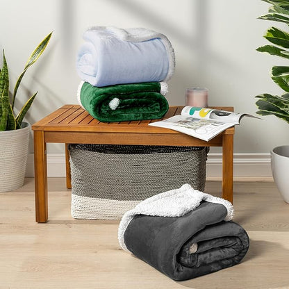 Pavilia Sherpa Fleece Blanket for Bed, Queen Size, Dark Grey, Plush Soft Fuzzy, Cozy Reversible Winter Blanket for Women & Men, 90x90 Inches