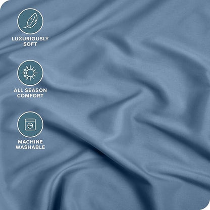 Bare Home Fitted Bottom Sheet Twin - Premium 1800 Microfiber - Ultra-Soft Wrinkle Resistant - Deep Pocket - Fitted Sheet (Twin, Coronet Blue)
