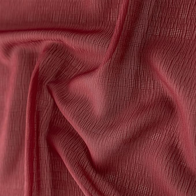 MAIHER Burgundy Red Pinch Pleat Sheer Curtains 84 Inches Long for Bedroom Soft Touch Light Filtering Lightweight Pleated Drapes with Hooks, Burgundy, 42" W x 84" L, 2 Panels