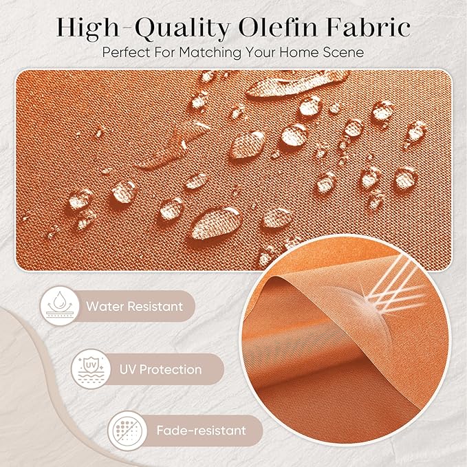 Outdoor Seat Cushion Set-24 x 24 x 6 Inch Outdoor Chair Cushions with Water Resistant & Removable Cover Outdoor Cushions for Patio Furniture Chair Sofa Couch-Orange