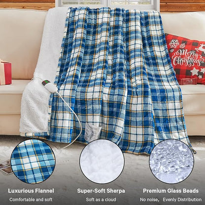 Heated Weighted Blanket for Adults 20Lbs Queen Size - 60"x80", 2-in-1 Electric Heating Pad Lap Heavy Blanket for 190-210lbs for Bed, 10 Heat Level 1-8H Auto Off, Christmas Birthday Gifts For Women Mom
