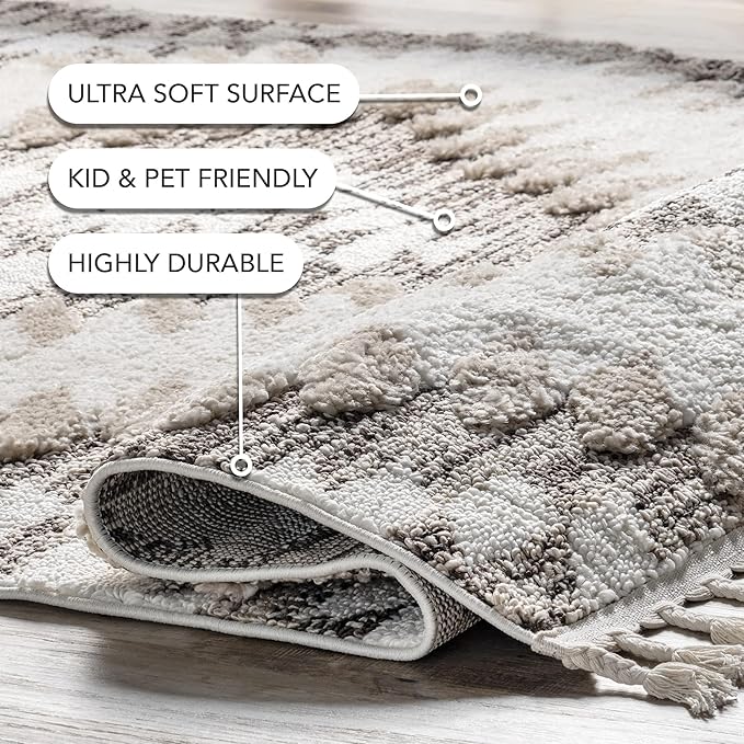 nuLOOM Adelade Beige/Ivory, 4' x 6', Southwestern, Shaggy, Soft and Cozy, High Traffic, Stain Resistant Area Rug for Bedroom, Living Room, Dining Space, Den, Foyer, Entryway