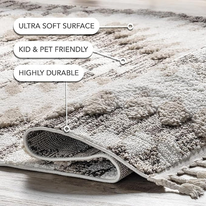 nuLOOM Adelade Beige/Ivory, 6'7" x 9', Southwestern, Shaggy, Soft and Cozy, High Traffic, Stain Resistant Area Rug for Bedroom, Living Room, Dining Space, Den, Foyer, Entryway