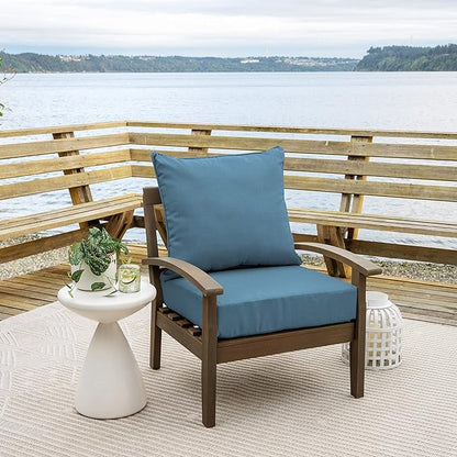 Arden Outdoor Deep Seat Cushion Set, 24 in x 24 in, Weather-Proof, Rain-Proof, Fade Resistant Patio Cushion for Chair, Sofa, and Couch French Blue Texture
