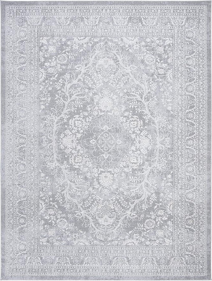 SAFAVIEH Area Rug 11x15 - Reflection Collection - Large - Light Grey & Cream, Non-Shedding & Easy Cleaning, Ideal for Living Room, Bedroom (RFT668G)