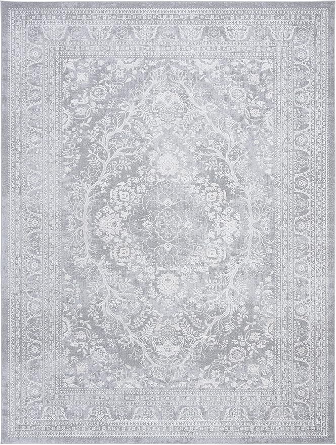 SAFAVIEH Area Rug 6x9 - Reflection Collection - Light Grey & Cream, Non-Shedding & Easy Cleaning, Ideal for Foyer, Living Room, Bedroom (RFT668G)