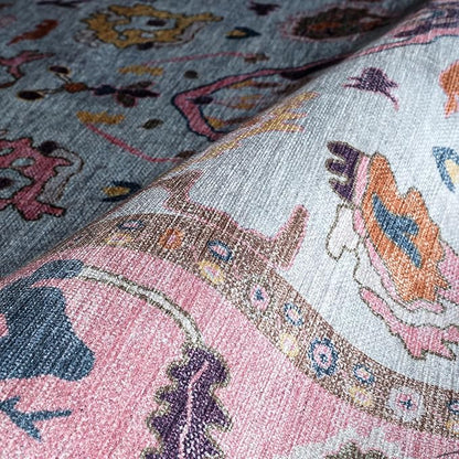 Fame Rugs Pink Beige Modern Oushak Rug 3x5, Washable Vintage Turkish Colorful Oriental Antique Inspired Foldable Small Area Rugs, Luxury Living Room Bedroom (390PP, 2'6" x 5')