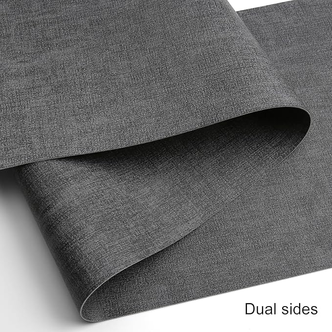 Table Runners 55 Inches Long, Dual-Sided Faux Leather Farmhouse Table Runner Waterproof Heatproof Non-Slip for Living Room Party Home Decor Holiday Decorations(Gray, 12 x 55 Inch)