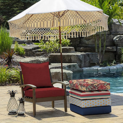 Arden Outdoor Deep Seat Cushion Set, 22 in x 24 in, Weather-Proof, Rain-Proof, Fade Resistant Patio Cushion Ruby Red Leala