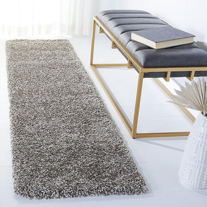 SAFAVIEH Milan Shag Collection Runner Rug - 2' x 18', Grey, Solid Design, Non-Shedding & Easy Care, 2-inch Thick Ideal for High Traffic Areas in Living Room, Bedroom (SG180-8080)