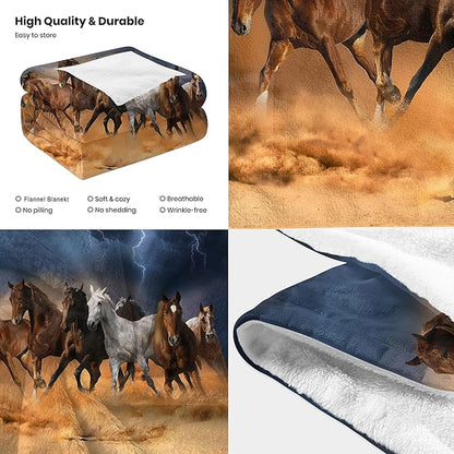 Lightning & Horse Throw Blanket for Couch, Super Soft Fuzzy Throws Warm Comfortable Plush Fleece Blanket, Fashion Decorative Flannel Fleece Blanket for All Season(60 x 80 in, Lightning & Horse)