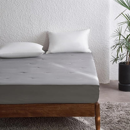 Simple&Opulence Cooling Quilted Mattress Pad – Fitted Sheet Mattress Protector Cover with Elastic Corners, Soft & Breathable, 16 Inch Deep Pocket (Dark Grey,Full)