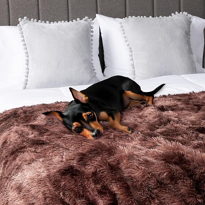 PetAmi Waterproof Dog Blanket for Large Dog, Calming Pet Blanket Bed Couch Cover Protector, Washable Sherpa Faux Fur Throw for Sofa Furniture Protection, Soft Fluffy 60x80 Tie-Dye Brown