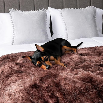 PetAmi Waterproof Dog Blanket for Large Dog, Calming Pet Blanket Bed Couch Cover Protector, Washable Sherpa Faux Fur Throw for Sofa Furniture Protection, Soft Fluffy 60x80 Tie-Dye Brown