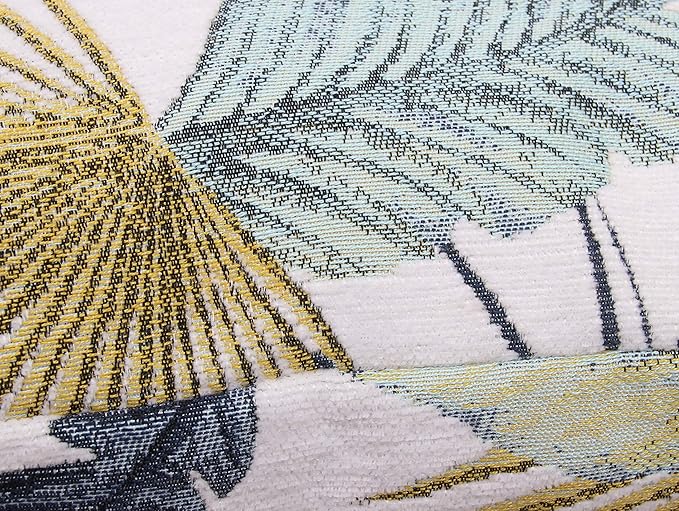 Yeiotsy Pillow Case, Decorative Tropical Leaf Throw Pillow Cover Heavy Fabric Jacquard Chenille (Yellow, 18 x 18 Inches)