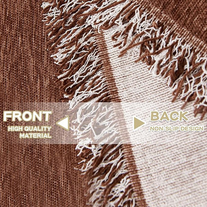 MYSKY HOME Couch Cover for Dogs Washable Couch Covers Couch Covers for Dogs Couch Cover 2 Cushion Sofa Non Slip Dogs Furniture Protector with Tassels Chenille Sofa Covers for Pets, 71"x102", Chocolate