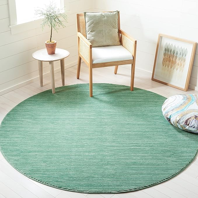 SAFAVIEH Vision Collection Area Rug - 6'7" Round, Light Green, Modern Ombre Design, Non-Shedding & Easy to Clean, Ideal for Living Room, Bedroom, Dining Space (VSN606X)