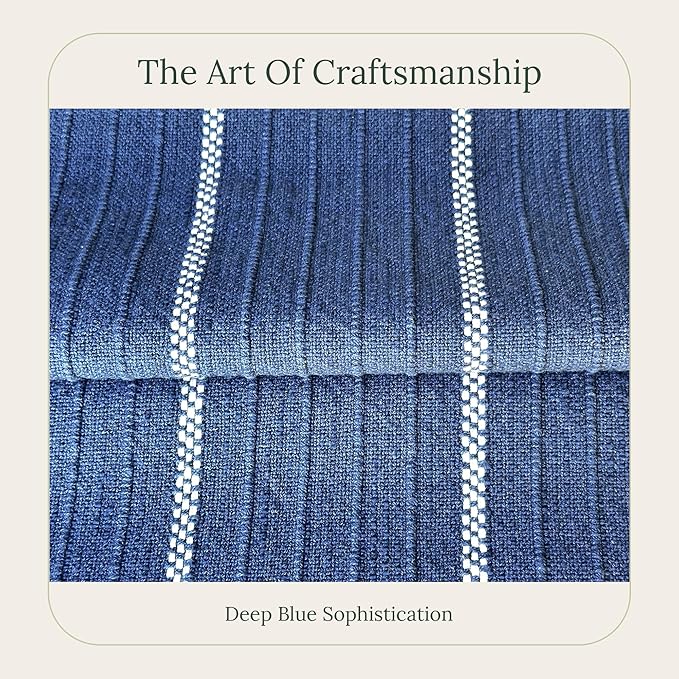 SanVia Indigo Snug Premium Cotton Throw Pillow Covers, 20 x 20 Inches, Artisan Made, Luxurious Handwoven Reversible Couch Pillow Covers with Hidden Zipper, Elegant Home Décor, Insert Not Included