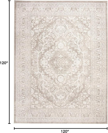 SAFAVIEH Area Rug 10' Square - Reflection Collection - Large - Beige & Cream, Non-Shedding & Easy Cleaning, Ideal for Living Room, Bedroom (RFT668A)