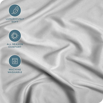Bare Home Fitted Bottom Sheet Twin XL Size - Premium 1800 Microfiber - Ultra-Soft Hotel Luxury - Deep Pocket - Durable and Long Lasting (Twin XL, Cloud Grey)