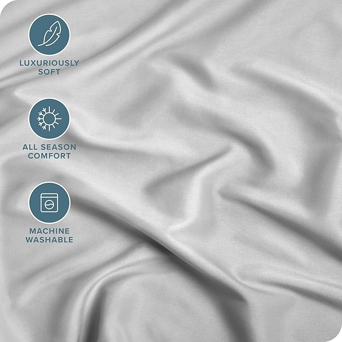 Bare Home Fitted Bottom Sheet Queen Size - Premium 1800 Microfiber - Ultra-Soft Hotel Luxury - Deep Pocket - Durable and Long Lasting (Queen, Cloud Grey)