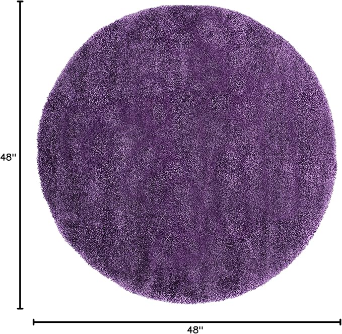 SAFAVIEH Milan Shag Collection 4' Round Purple SG180 Solid Non-Shedding Living Room Bedroom Dining Room Entryway Plush 2-inch Thick Area Rug