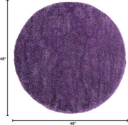 SAFAVIEH Milan Shag Collection 4' Round Purple SG180 Solid Non-Shedding Living Room Bedroom Dining Room Entryway Plush 2-inch Thick Area Rug