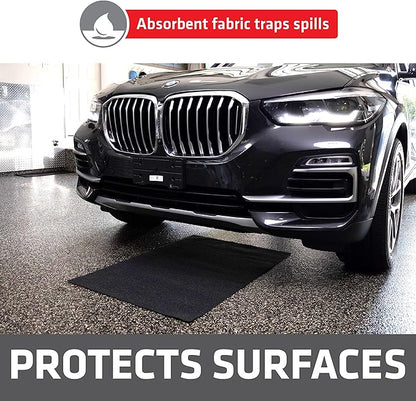 Drymate Oil Spill Mat (29" x 36"), Premium Absorbent Oil Pad, Reusable, Washable, Durable, Waterproof Backing Contains Liquids, Protects Garage Floor Surface (USA Made)