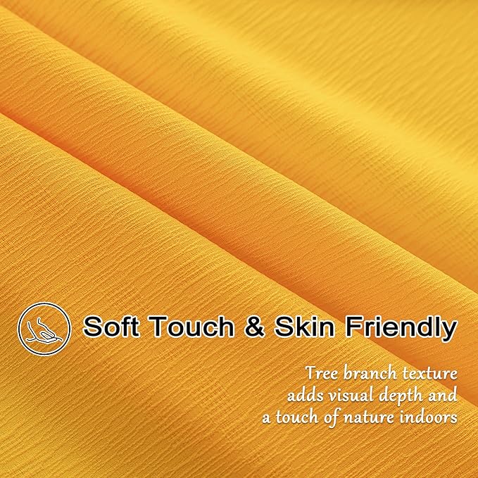 Gold Pinch Pleat Sheer Curtains 90 Inches Long Light Filtering Curtain Panels Tree Branch Soft Textured Lightweight Pleated Drapes with Adjustable Hooks for Bedroom, Gold, 42"W x 90"L, 2 Panels
