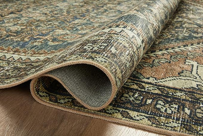 Loloi Magnolia Home by Joanna Gaines Banks Collection BAN-02 Denim/Clay 7'-6" x 9'-6", .13" Pile Height, Machine Washable, Area Rug