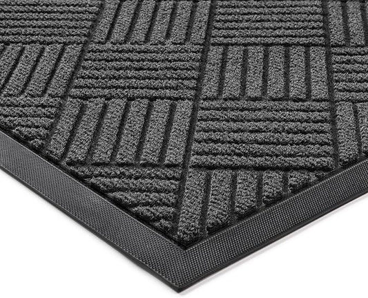 Front Door Mat, Heavy Duty Indoor Outdoor Doormat, 60” x 48” Low Profile Outdoor Mats for Home Entrance, Stain and Fade Resistant Welcome Mat, Ideal for High Traffic Area, Diamond Grey