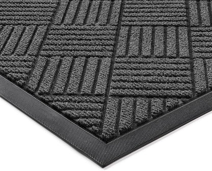 Front Door Mat, Heavy Duty Indoor Outdoor Doormat, 72" x 48" Low Profile Outdoor Mats for Home Entrance, Stain and Fade Resistant Welcome Mat Ideal for High Traffic Area, Diamond Grey