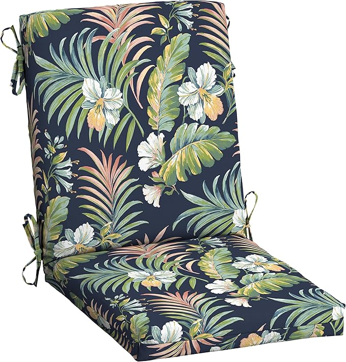 Arden Outdoor Dining Chair Cushion, 2 Pack, 20 x 20, Rain-Proof, Fade Resistant, Simone Blue Tropical