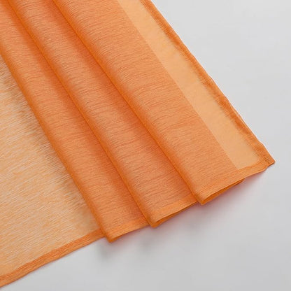 DONREN Coral Orange Window Scarf for Background - Luxury Soft Decoration Semi Sheer Scarf for Party Wedding (1 Pack,52 W x 216 L)