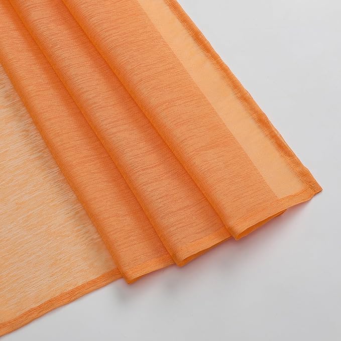 DONREN Coral Orange Scarf for Party - Luxury Soft Semi Sheer Window Scarf for Wedding (1 Pack,52 x 144 Inch Length)