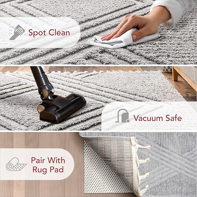nuLOOM Risette Light Grey, 12' x 15', Geometric, Soft and Textured, High Traffic, Stain Resistant, Easy Clean, Durable Area Rug for Bedroom, Living Room, Dining Space, Den, Foyer, Entryway