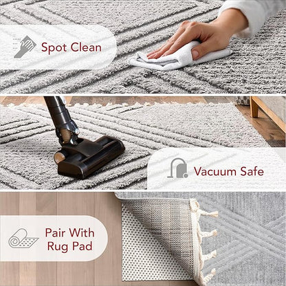nuLOOM Risette Light Grey, 12' x 15', Geometric, Soft and Textured, High Traffic, Stain Resistant, Easy Clean, Durable Area Rug for Bedroom, Living Room, Dining Space, Den, Foyer, Entryway