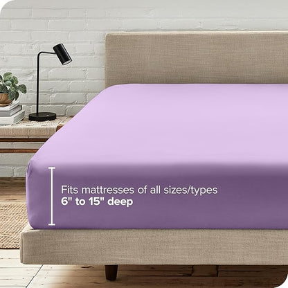 Bare Home Fitted Bottom Sheet King Size - Premium 1800 Microfiber - Ultra-Soft Hotel Luxury - Deep Pocket - Durable and Long Lasting (King, Lavender)